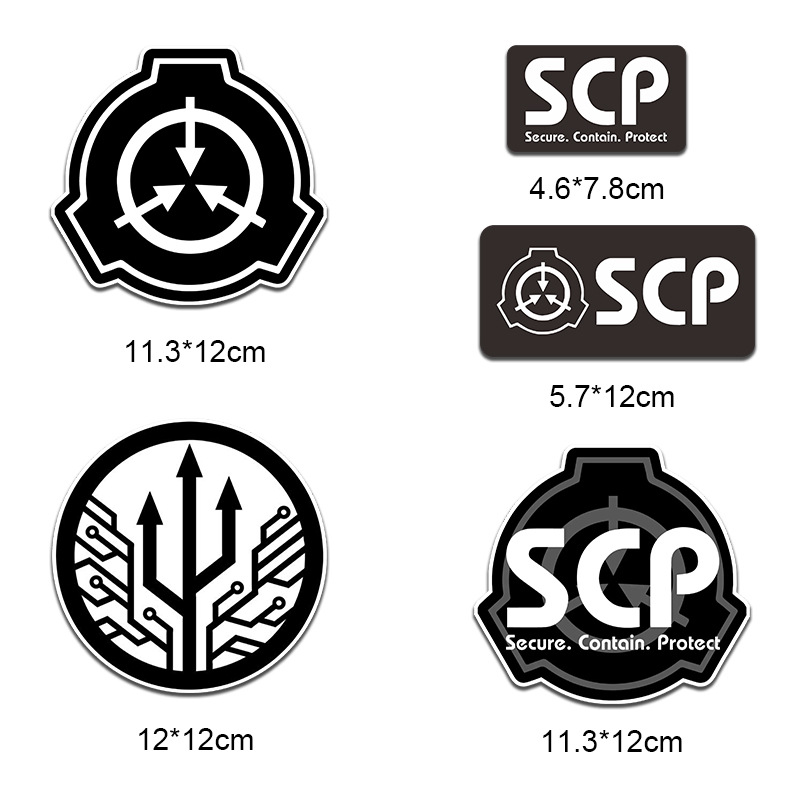 Scp Foundation Stickers 5 Stks/set Pvc Zelfklevende Stickers Motorhelm Skateboard Bagage Computerstickers