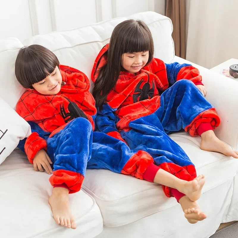 2025 pijamas infantis spiderman cosplay traje camisola casa flanela com capuz pijamas macacão para homem aranha traje