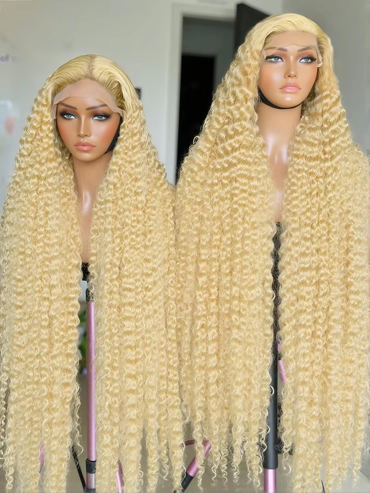 Peluca de Cabello Humano 613, Ondulada Profunda, Rizada, Peluca Frontal de Encaje HD 13x6, Pelucas de Cabello Humano con Ondas de Agua de 36 Pulgadas, Peluca Frontal de Encaje Rubio Miel 13x4