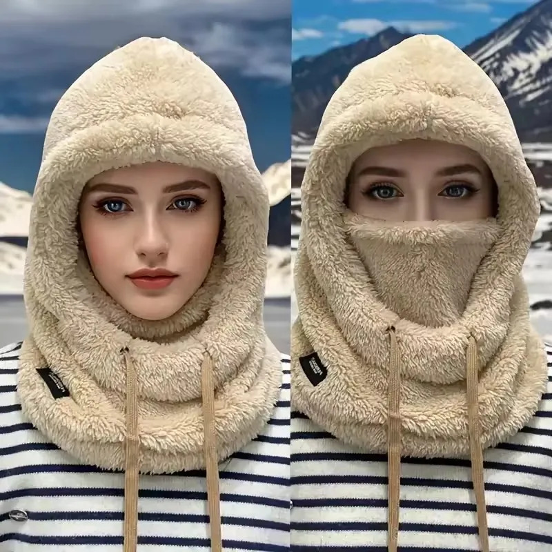 Warm Thermal Windproof Balaclava Ski Hood Motorcycle Face Cover Polar Fleece Adjustable Cycling Neck Cover Full Face Mask Winter