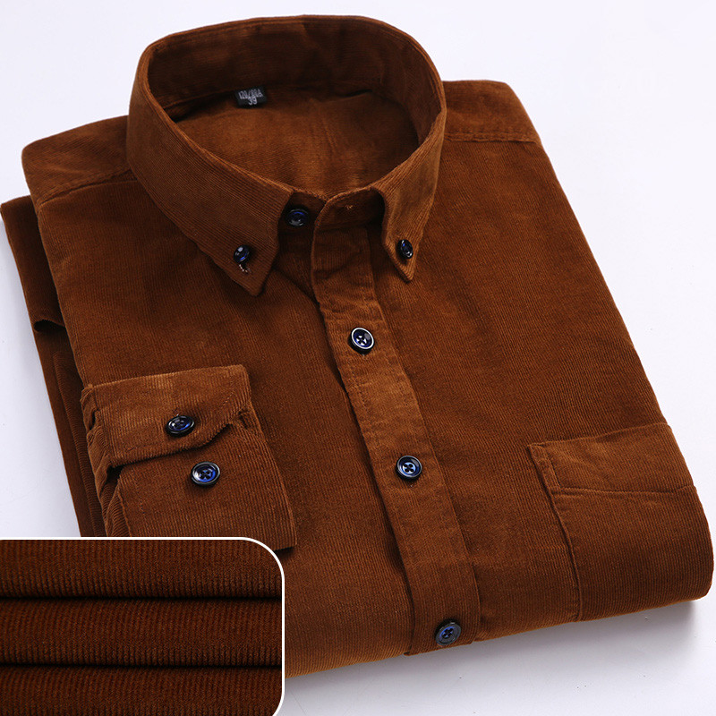 Plus Größe 6XL 2024 Herbst/Winter Warme Qualität 100 % Baumwolle Cord Langarm Taste Kragen Casual Shirts Für männer Bequem