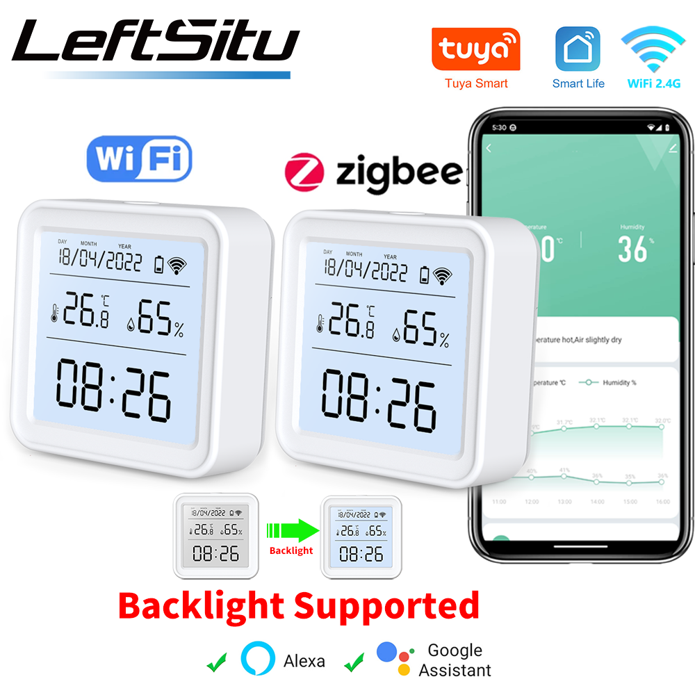 Wi-Fi датчик температуры и влажности Tuya Zigbee, совместимая функция дистанционного управления, поддержка Alexa Google Home