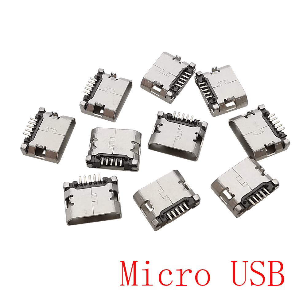 10Pcs Micro USB Typ B Weibliche 5Pin SMD Löten USB Port Jack Schwanz Buchse für Android Telefon Daten Stecker reparatur Ersatz