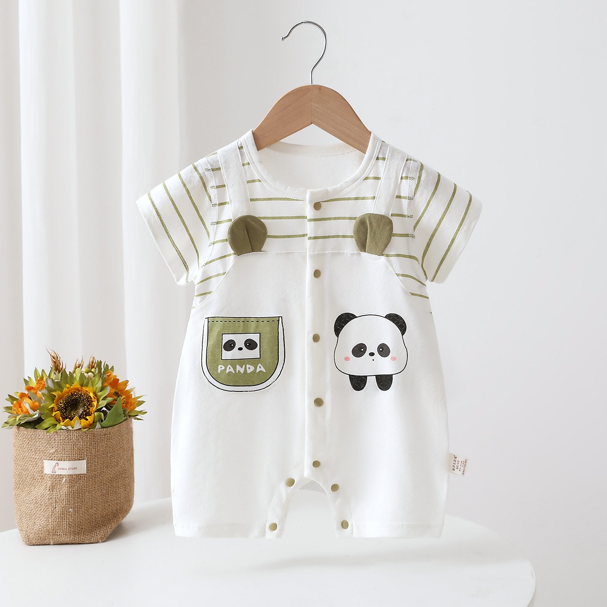 2026 New Model Summer Baby Boy Jumpsuit Clothes 6-18 Month Infant Pure Cotton Thin Short Sleeve Romper Newborns Cool Cute Onesie