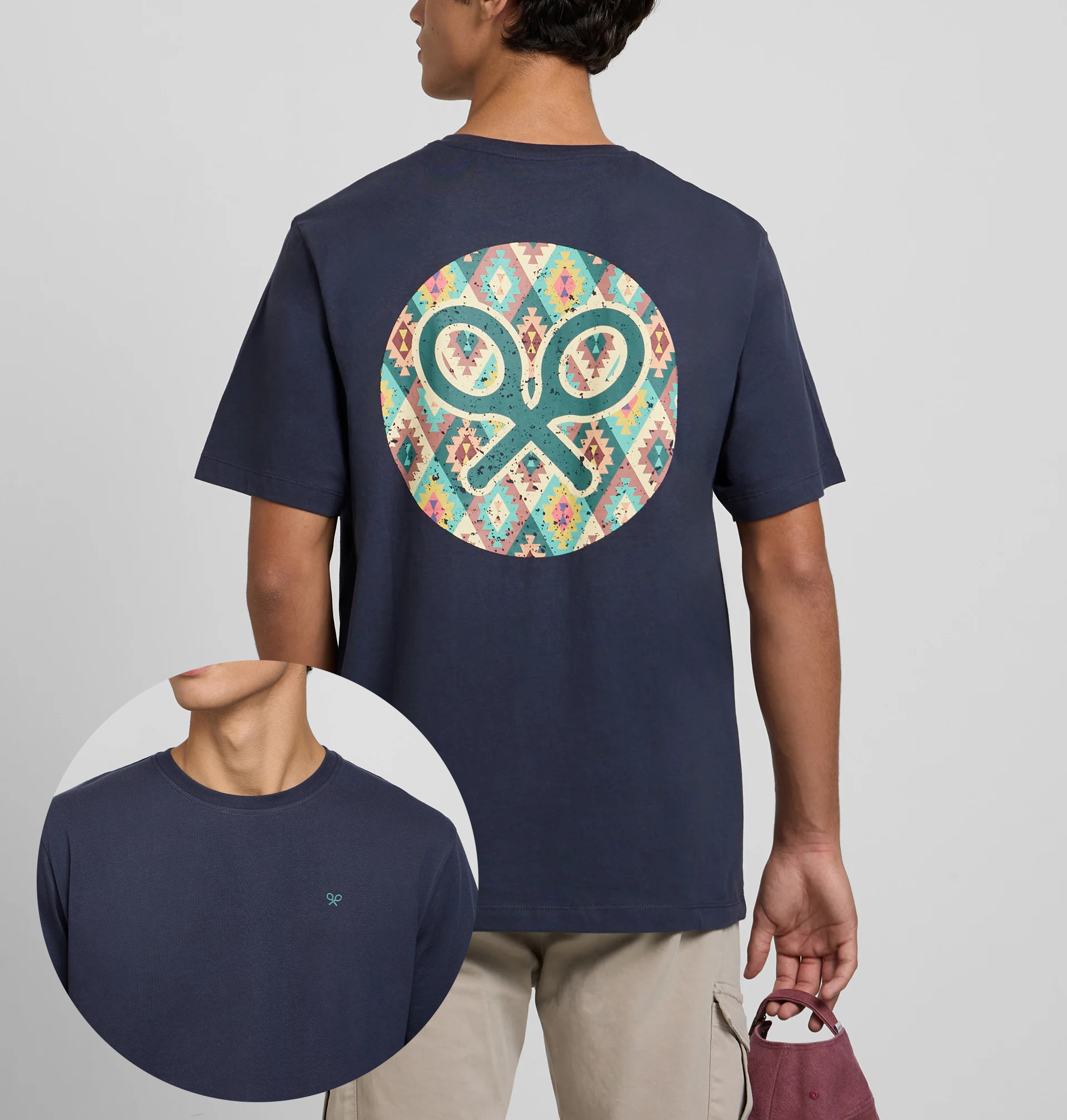 The Spring and Autumn Period and The Cotton Men and Women Render Unlined Upper Garment of A Tee-shirt Navy Blue T-shirt