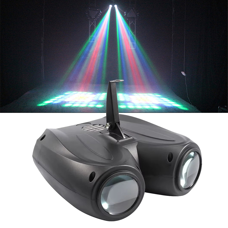 DJ Double Head Airship Light 128LEDs RGBW Patterns Stage Effects Lighting Auto/Sound Actived Disco Home Club Dance Party Lights