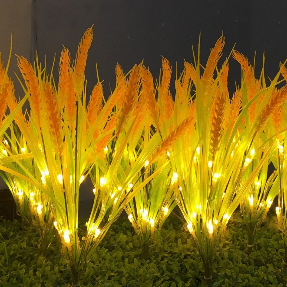 Lampe solaire à 7 têtes en forme d'épi de blé, à poser au sol, adaptée pour la cour, le jardin, la pelouse, l'extérieur, le camping, la décoration de fête
