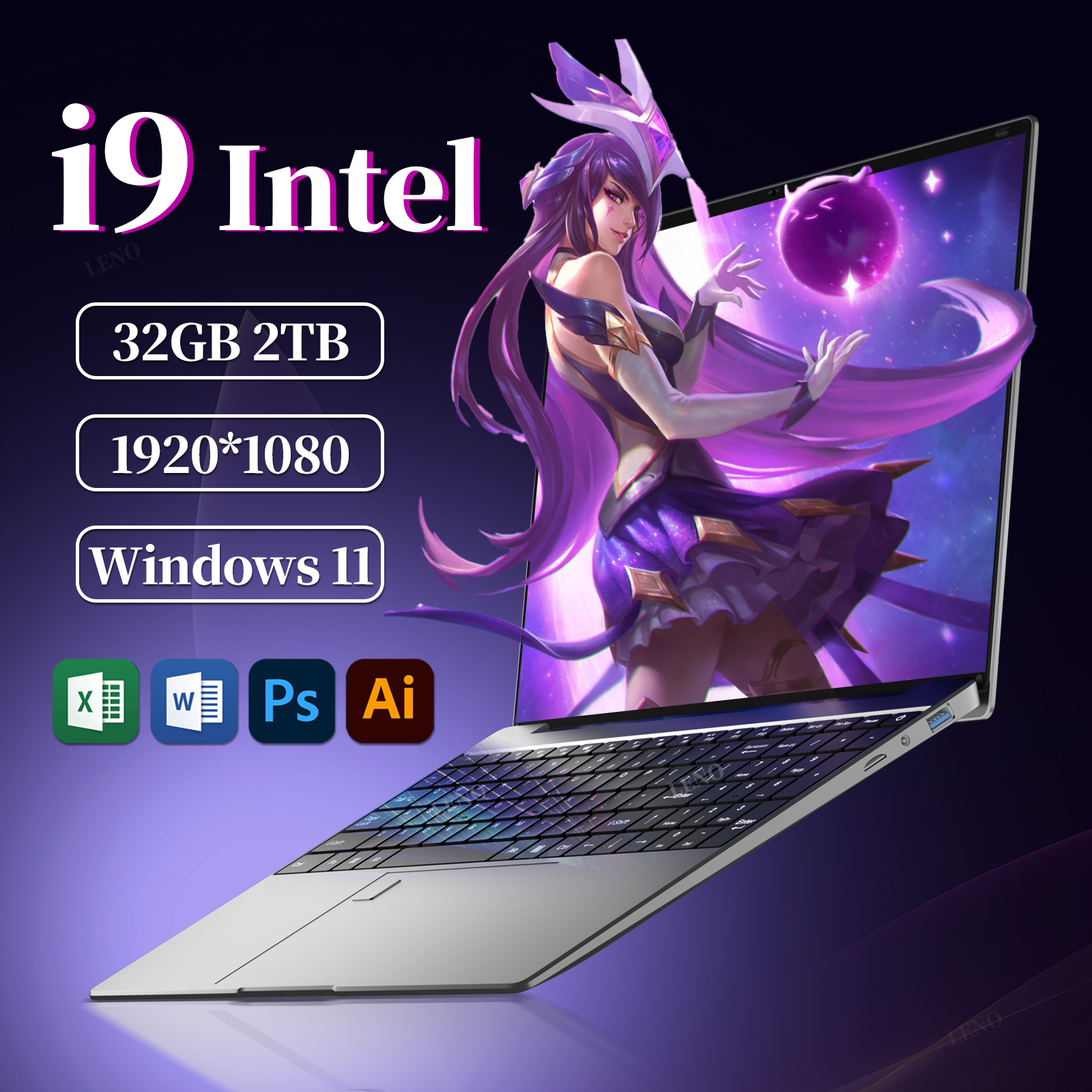 LENO 2026 15,6 "portátil Intel Core i9 9900 32GB 2TB 1920*1080 HD Windows 11 ordenador para juegos PC Gamer Oficina Ultra delgado Notebook