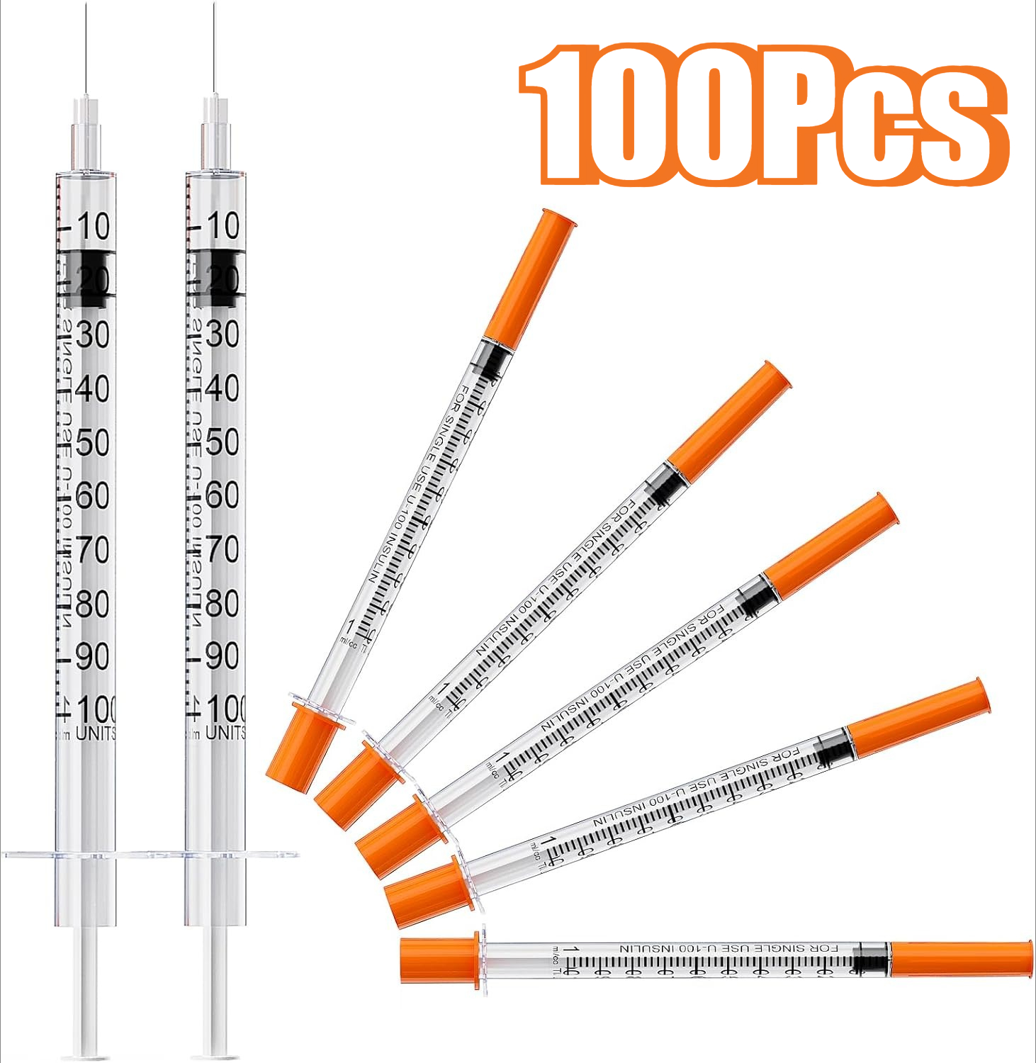 Siringhe con Ago a Scala Graduata Chiara e Precisa, Monouso, 100 Pezzi, 0,5/1ml, Confezionate Singolarmente, Forniture per Laboratorio e Animali Domestici