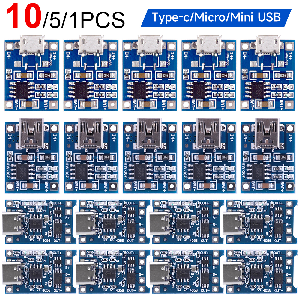 1-20 sztuk 1A 18650 tablica zabezpieczająca baterię litową typ-c/Micro/Mini moduł ładowania USB TP4056 z modułem ochronnym z jedną płytką