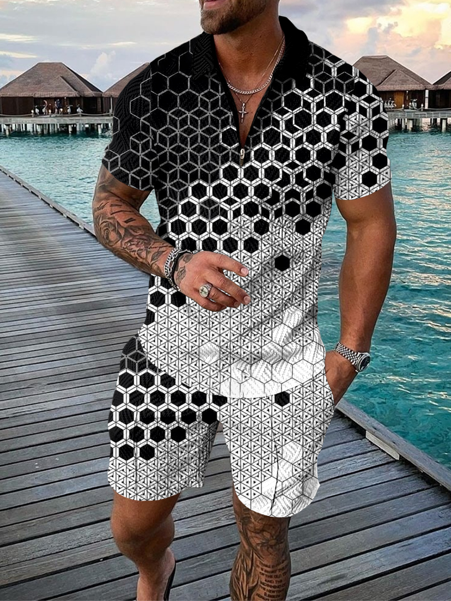 Neue Abstrakte 3D Druck Polo Shirts Shorts Sets Herrenmode Trainingsanzüge Übergroßen Kurzarm Shirt Hosen Set Mann Anzüge Kleidung