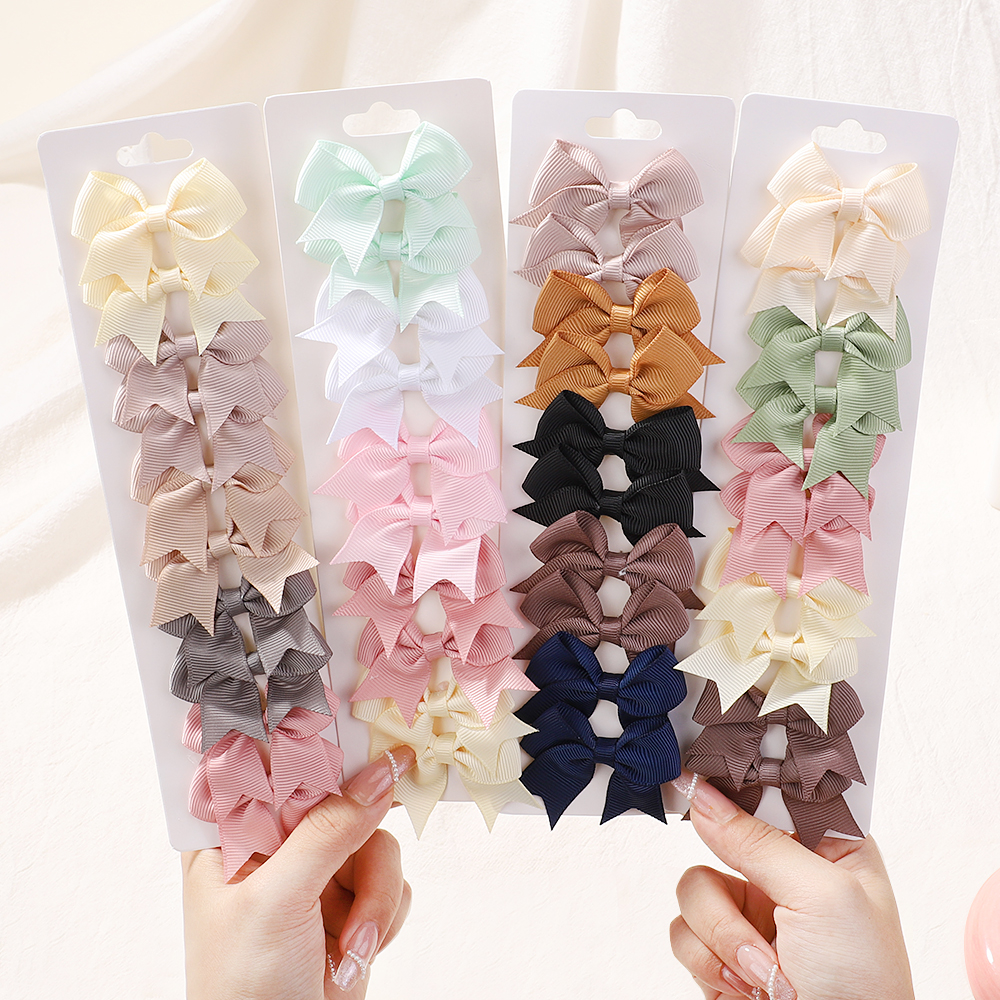 10 pçs/set novo bonito fita sólida bowknot grampos de cabelo para meninas do bebê arcos feitos à mão presilhas headwear crianças acessórios para o cabelo