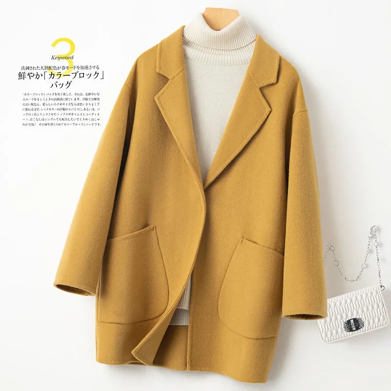 High-Quality Autumn And Winter Double Sided Wool Coat Women's Short Outwear 2024 New Loose Cocoon Type Wool Coat  Appear Slim