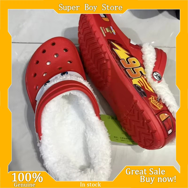Novo estilo adulto de pelúcia mcqueen carro buraco sapatos ao ar livre praia eva sandálias esportivas interior antiderrapante durável respirável chinelos presentes