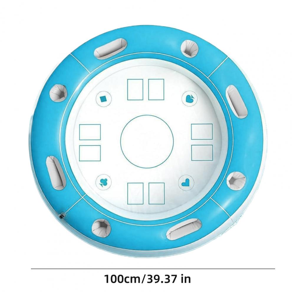 Mesa flotante redonda de 40 pulgadas para piscina, mesa de juego inflable para piscina con portavasos, bandeja flotante para juegos de cartas para el verano