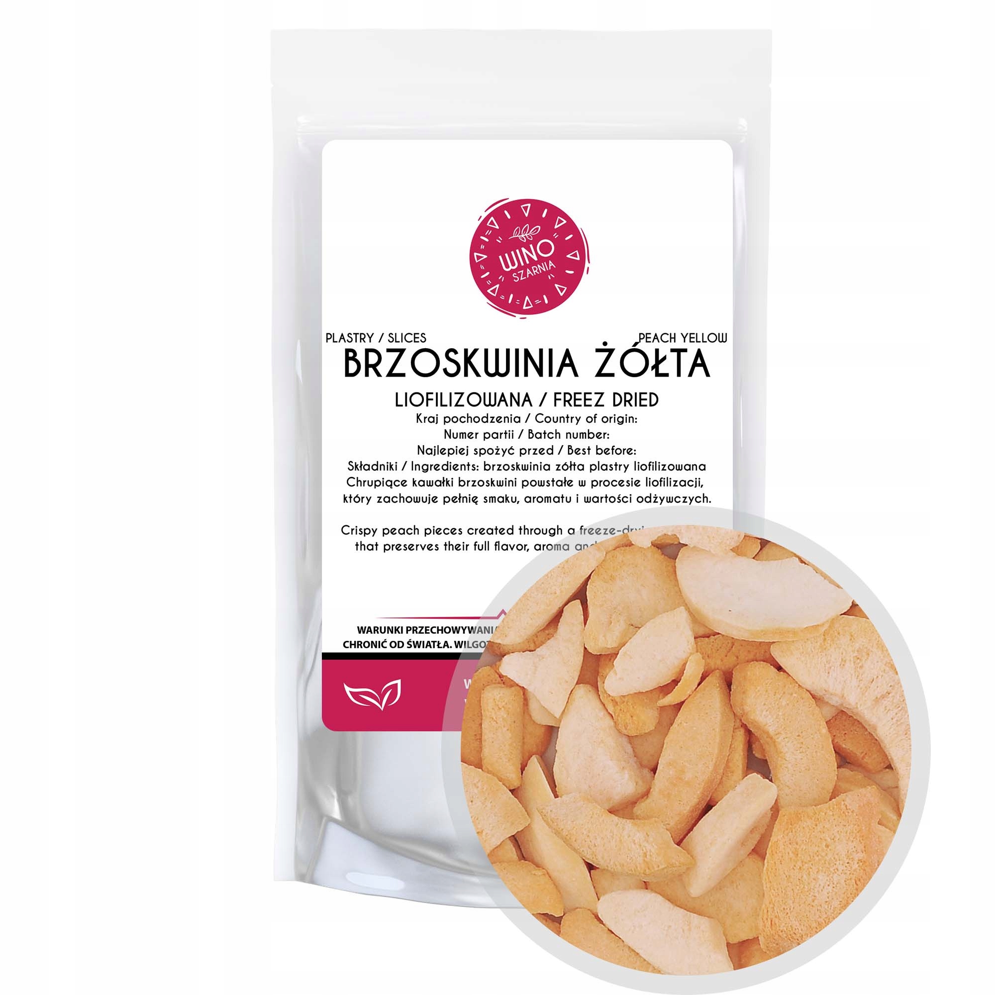Brzoskwinia Żółta Liofilizowana Plastry - 100g Owoce Naturalne