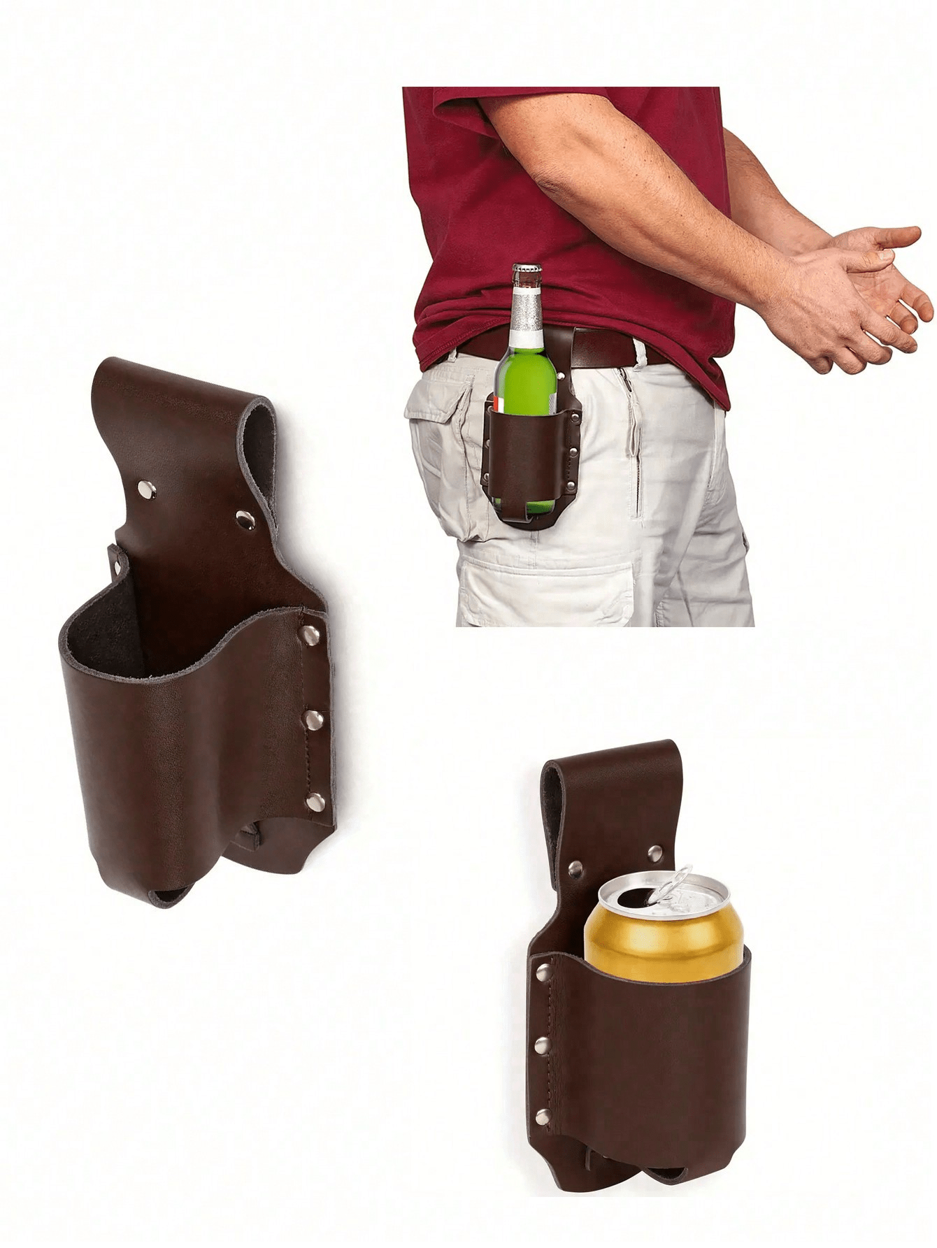 1pc Klassische PU Leder Flasche Halter Gürtel Taille Tasche Bier Flasche Fall Reise Outdoor Kreative Tragbare Bergsteigen Fanny Pack