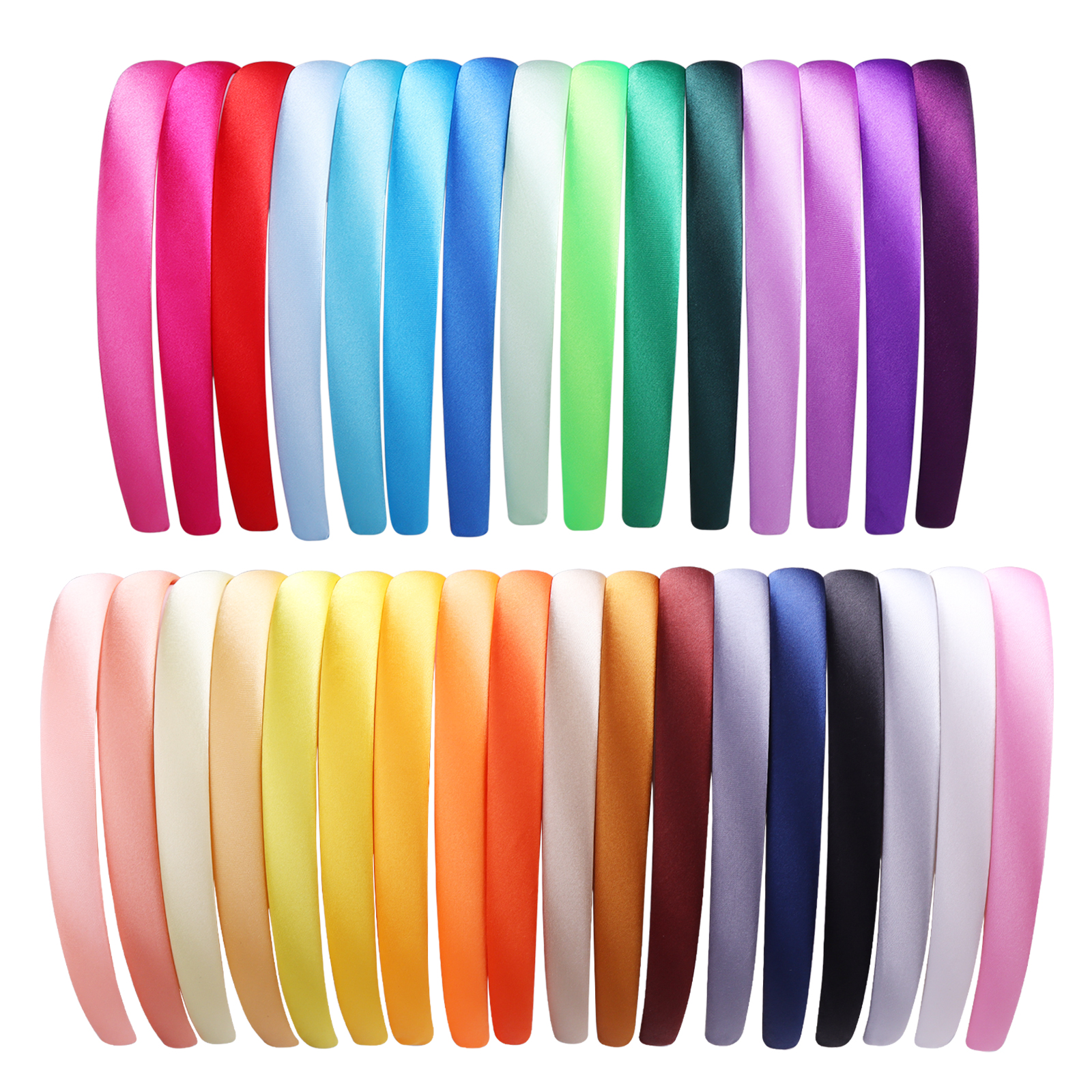 Ikat kepala 1.5cm polos kerajinan Satin ikat kepala DIY ikat rambut grosir warna-warni Satin Coverd ikat kepala untuk anak perempuan wanita