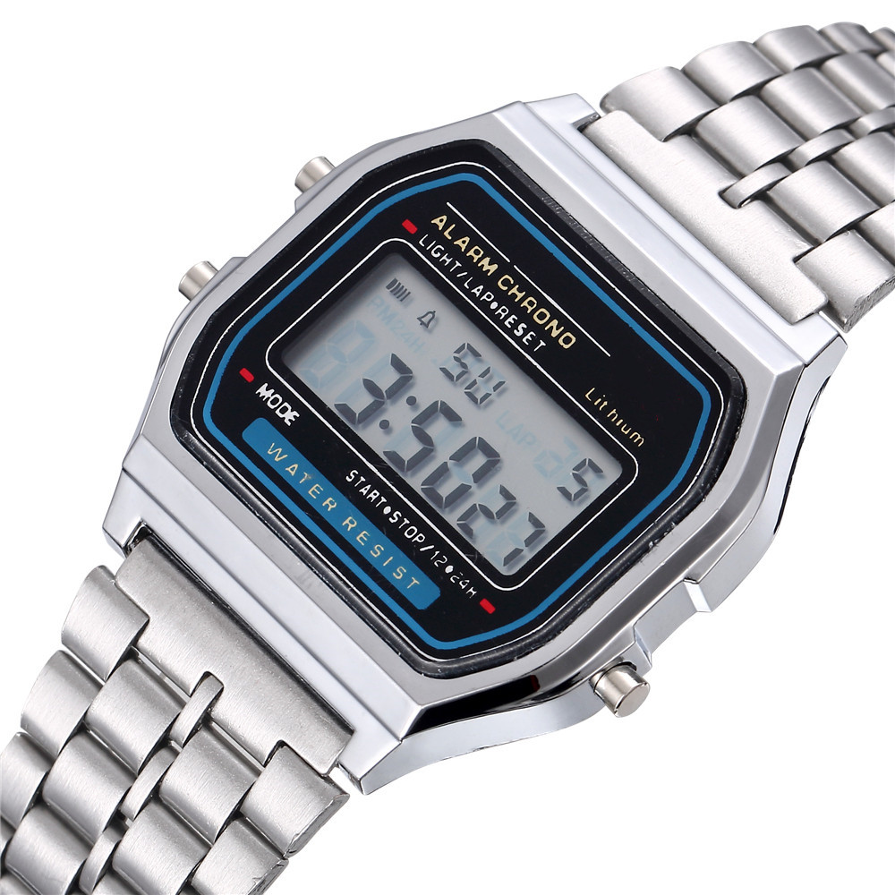 Luxo led relógio digital para homem de aço inoxidável relógio de pulso eletrônico simples negócios ouro tira relógio masculino reloj hombre