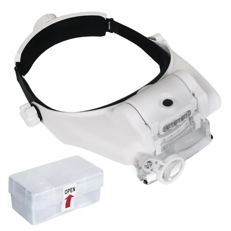 LED Headband Magnifier 1.5x 2x 2.5x 3x 3.5x 8x Magnifying Glasses Hands-Free Jewelry Watch Electronic Repair Loupe
