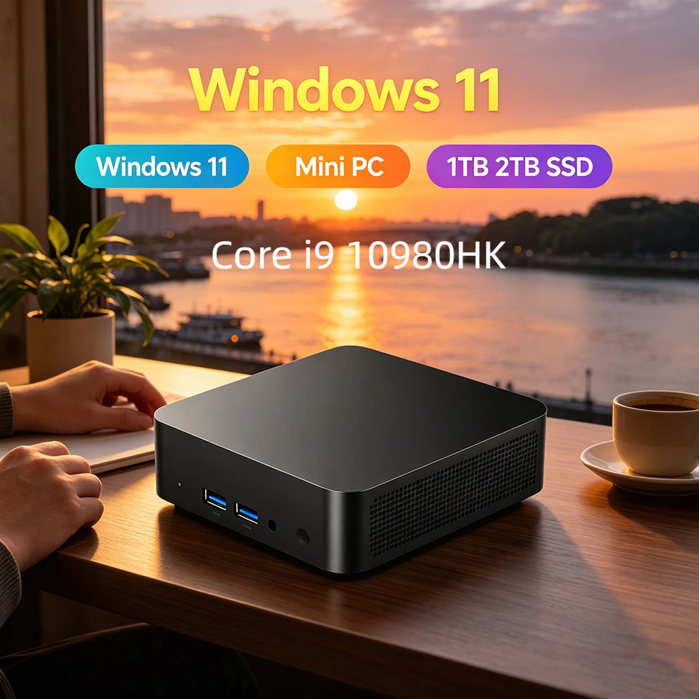Mini PC Valiant com Windows 11 Pro, Core i9 10980HK, 32GB de RAM, SSD de 1TB/2TB, 4K HD, WiFi 6, BT 5.2, para jogos e uso doméstico, com 3 anos de garantia.