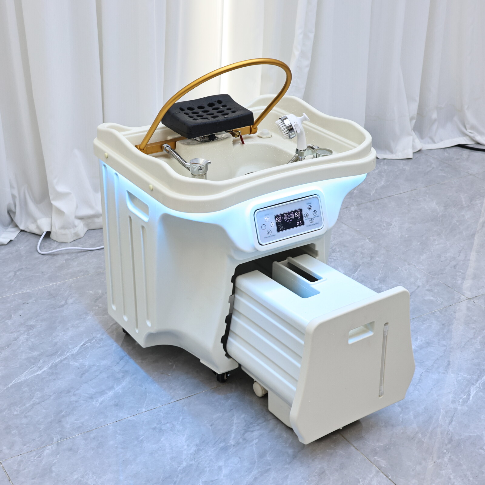 Lavabo para Spa Capilar, Móvil, Sin Necesidad de Tuberías de Agua, 60L, Calefacción Eléctrica, Apto para el Cuidado del Cuero Cabelludo en Salones Comerciales y Familiares