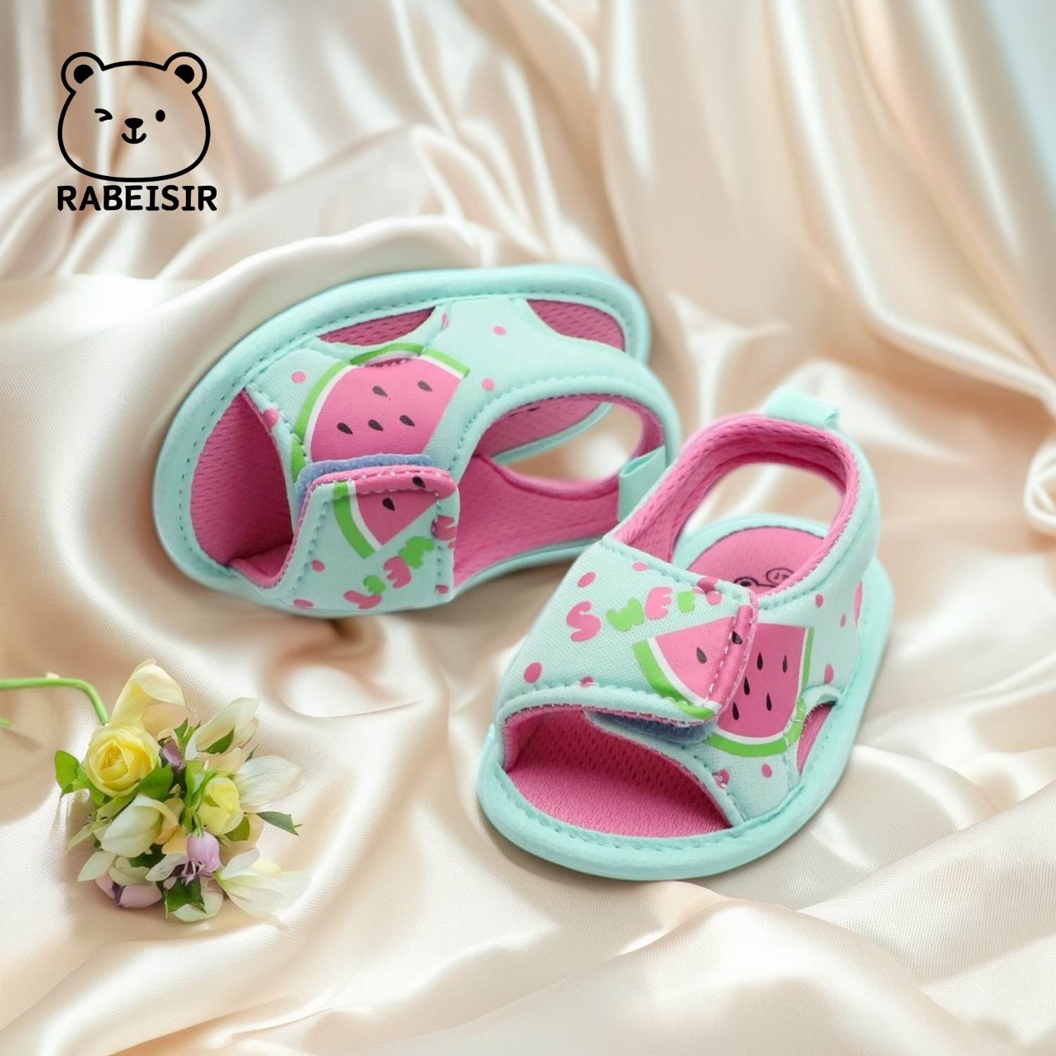 Verão 0-18 meses bebê menina princesa melancia pano sola sapatos criança sandálias do bebê
