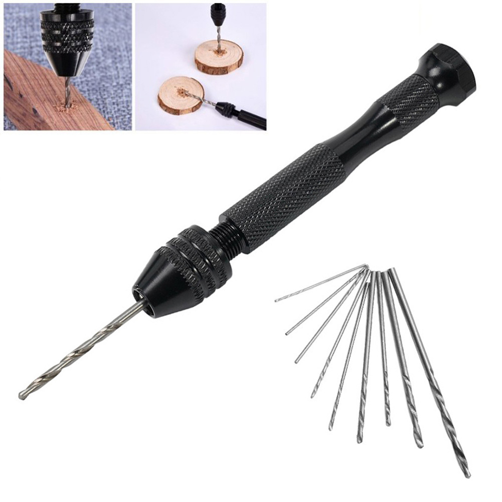 1/11Pcs Mini Hand Drill With 0.3-3.2mm Drill Bits Set Rotary Tools For Models Hobby DIY Wood Craft Handmade Tools
