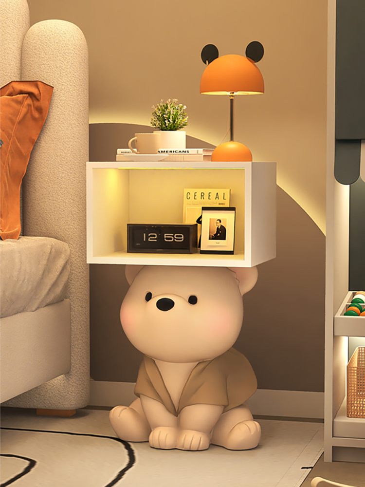 Mesita de noche con estatua de oso de dibujos animados, armario de almacenamiento para habitación infantil, muebles creativos para dormitorio, mesa de noche, accesorios para el hogar