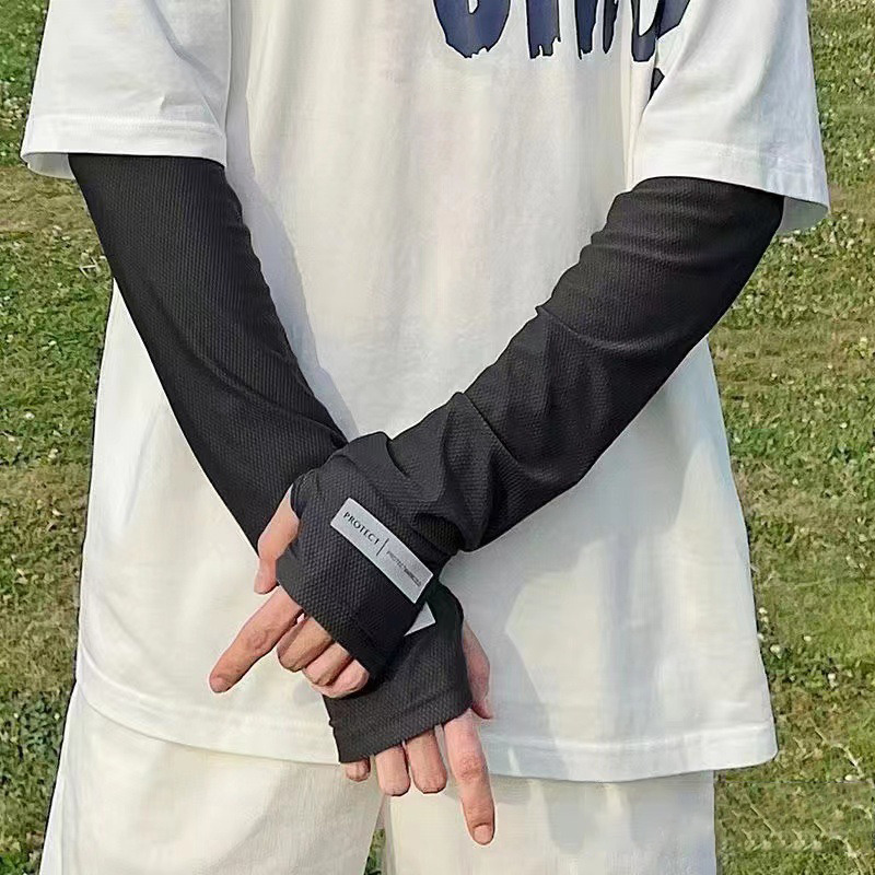 Mangas de gelo de tamanho grande para proteção solar masculina japonês verão ao ar livre proteção uv mangas de braço solto condução luvas ao ar livre