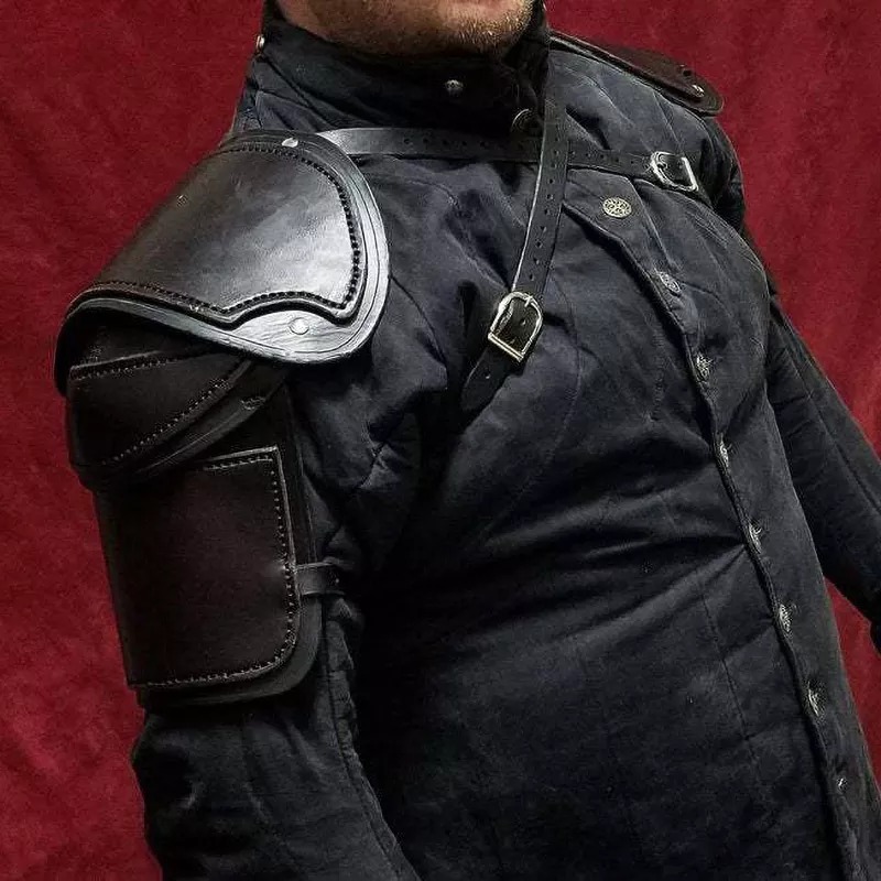 Abad Pertengahan Viking Ksatria Pelindung Bahu Kulit Pauldron Bajak Laut Prajurit Kostum Cosplay Halloween Alat Peraga Pertempuran Aksesori untuk Larp