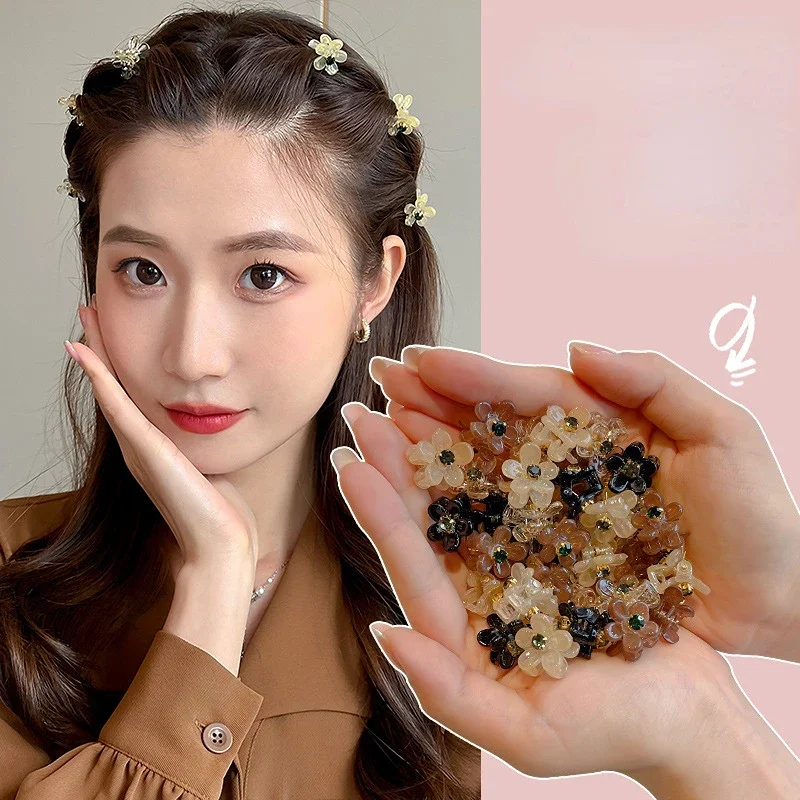 10 stks Koreaanse Mini Bloemen Haar Klauw Kawaii Haar Clip Klauw Klem Vlecht Clips Hoofddeksels Meisjes Vrouwen Haaraccessoires