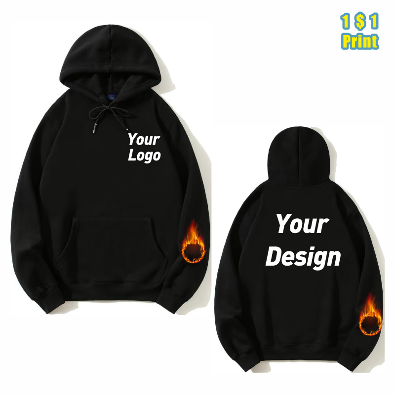 Fashion Print High-Quality Hoodie Custom Logo Personal Group Brand Embroidery Men and Women thick 100 % Cotton Pullovers fleece