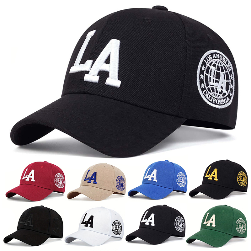 Bonés de beisebol unissex LA Leter bordados snapback primavera e outono chapéus casuais ajustáveis ao ar livre chapéu protetor solar