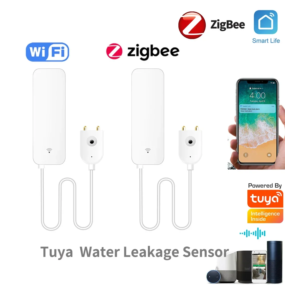 Датчик Утечки Воды Tuya WiFi Zigbee — Обнаружение Домашней Безопасности С Помощью Уведомлений Приложения Smartlife Беспроводн...