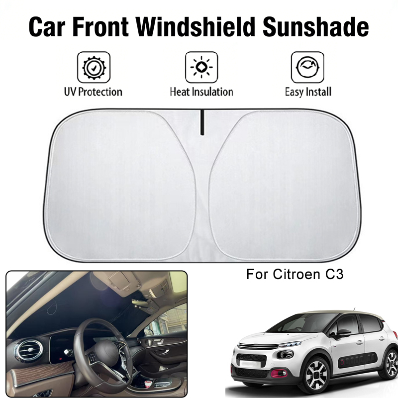 Penutup Kerai Kaca Depan Mobil untuk Citroen C3 Aksesori Interior Mobil Isolasi Panas Blok UV