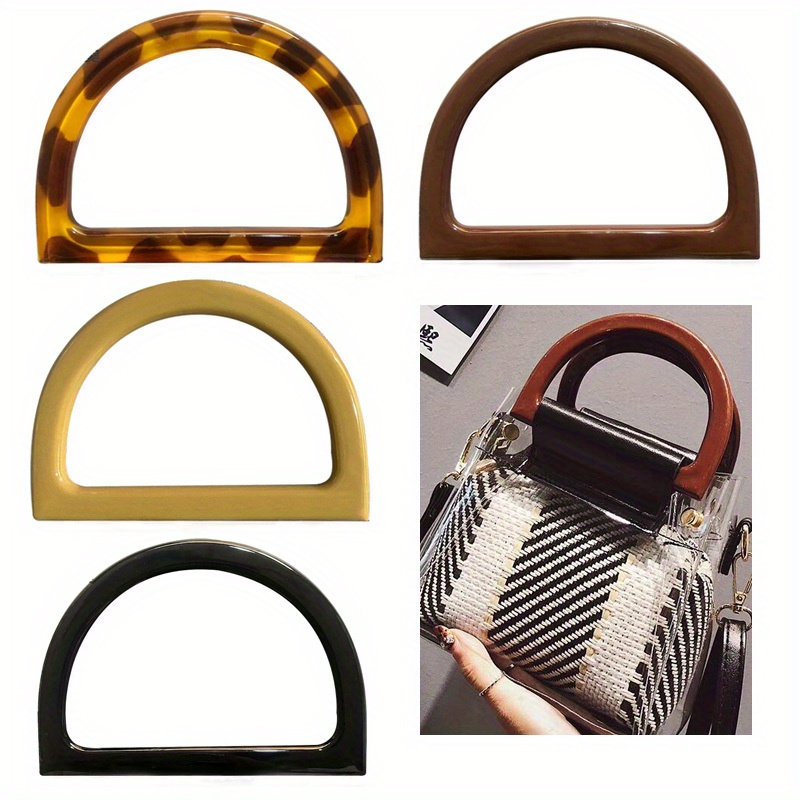 2PCS 12x8,5cm D-förmigen acryl griff frauen tasche griff sand schwierige gewebte tasche griff DIY handgemachte tasche stroh tasche griff