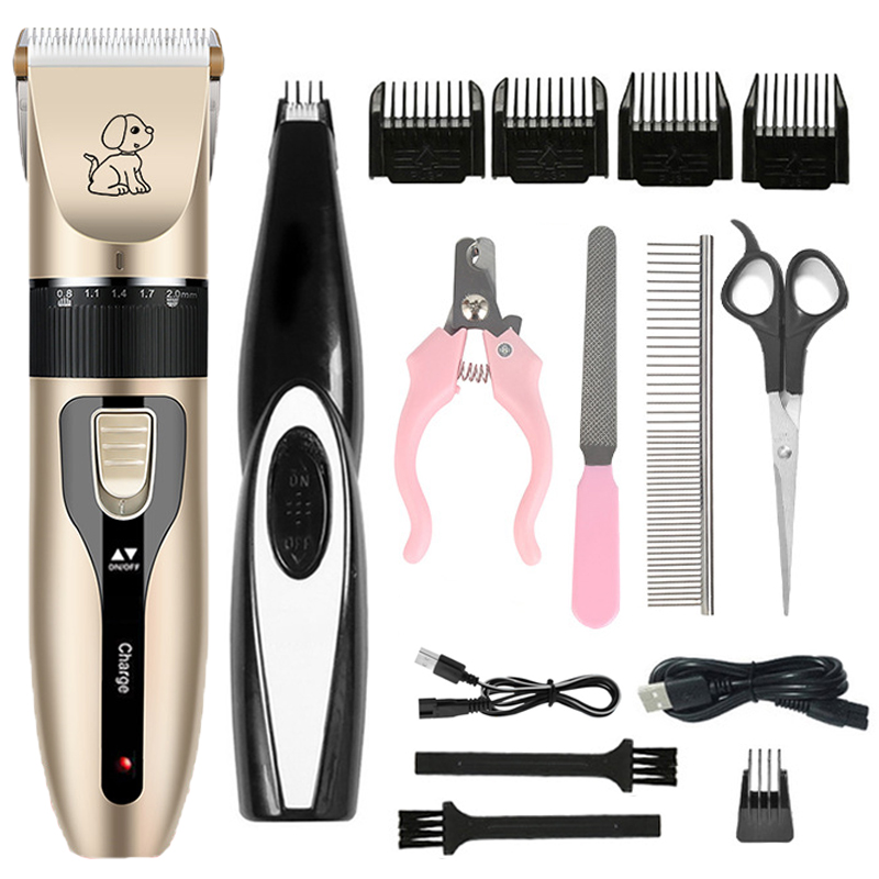 Elektrische Pet Clipper Grooming Kit voor honden Oplaadbare trimmer Kapsel Kattenhaar Knippen Remover Professionele machineset