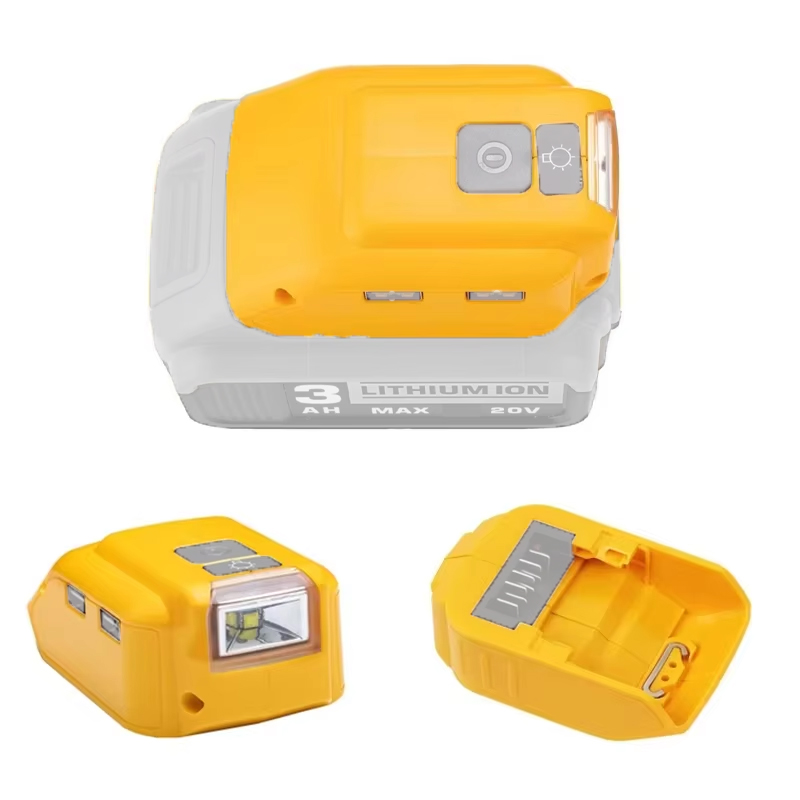 Conversor de fonte de alimentação dcb090 de substituição original para dewalt 20v max 18v adaptador de bateria com usb duplo dc 12v led luz de trabalho