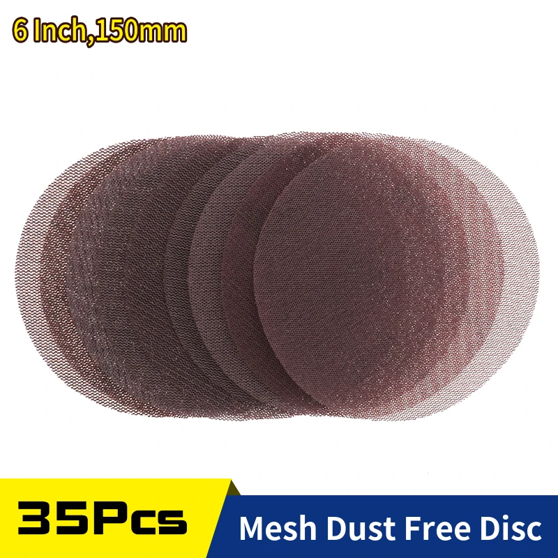 20/35 Uds. Discos de lijado de malla de 6 pulgadas 150mm gancho y bucle 80-600 lijadora de red sin polvo papel de lija antibloqueo para coche de madera