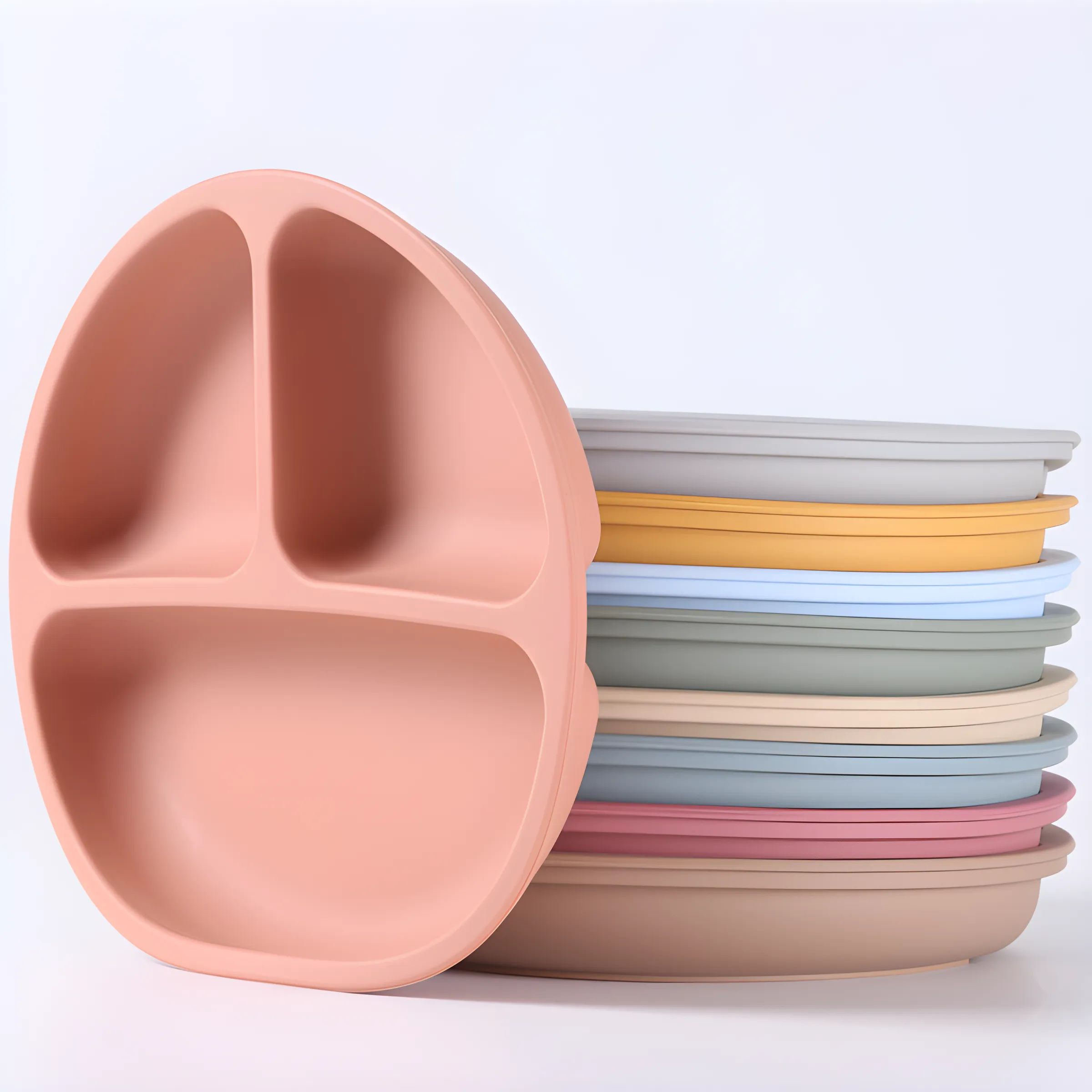 Utensílios de mesa de silicone prato de jantar das crianças separado prato de jantar auxiliar treinamento de alimentos conjunto de talheres lanche tigela