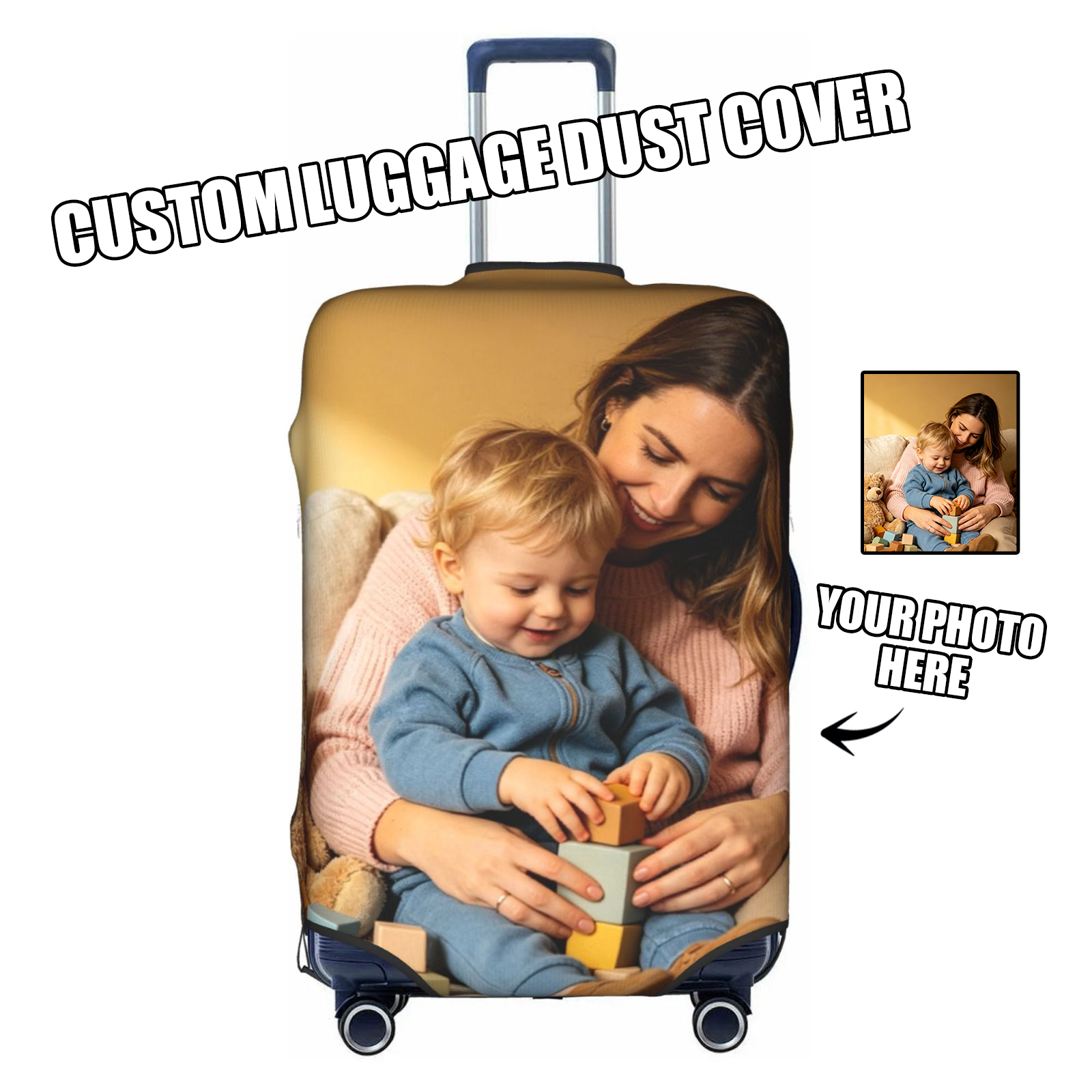 Funda protectora para equipaje con logotipo personalizado, elástica, con su diseño aquí, fundas protectoras para maletas de viaje, aptas para 18-32 pulgadas