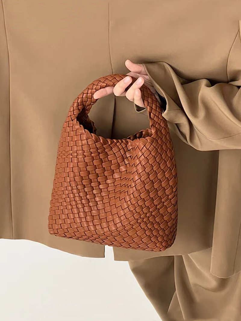 Designertas Luxe damestas 2024, gloednieuw product PU Klein formaat handgeweven bucket bag Hoge kwaliteit dameshandtas