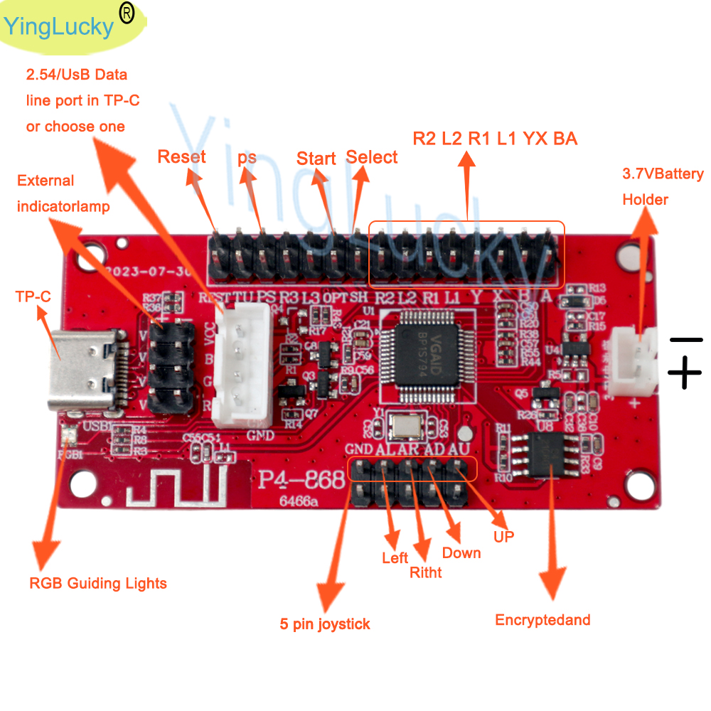 Enkoder joysticka Płytka PCB USB Arcade Kontroler z zerowym opóźnieniem DO PC PS3 PS4 Jeden odtwarzacz Bezprzewodowy Bluetooth Z baterią