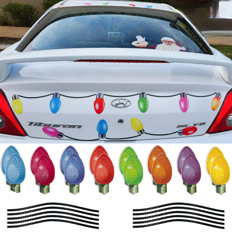 Natal carro geladeira decoração lâmpada reflexiva em forma de luz ímãs adesivos fios magnéticos ornamentos conjunto natal decoração para casa