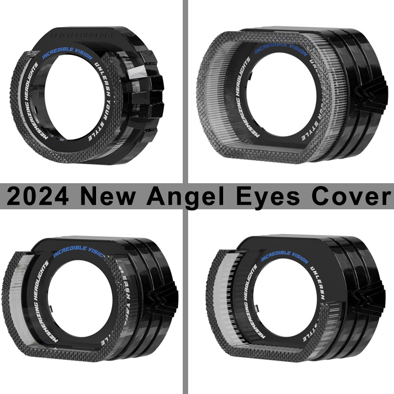 Samochodowy system oświetlenia 2,5 / 3 cale Okrągły kształt 5D Osłony projektora Angel Eye z napisem na maskę reflektora samochodowego LED