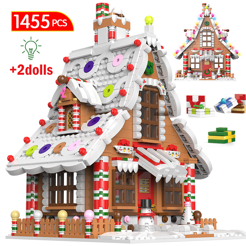 1455 Pcs City House บล็อกตัวต่อ Friends กล่องดนตรีปราสาทรถไฟ Santa Claus Tree อิฐของเล่นสำหรับของขวัญเด็ก