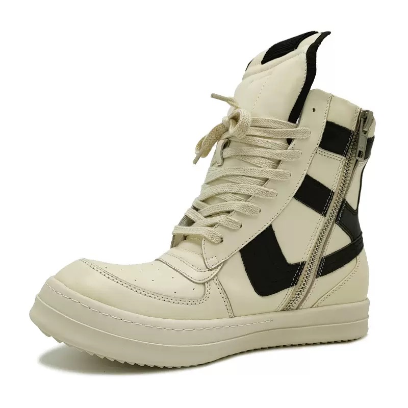 Herren Freizeitschuhe aus Echtleder mit Patchwork-Design, Schnürung und Reißverschluss am Knöchel, Damen-Sneakers, Owens Vintage Marken-Luxus-Designer Frühlingsstiefel