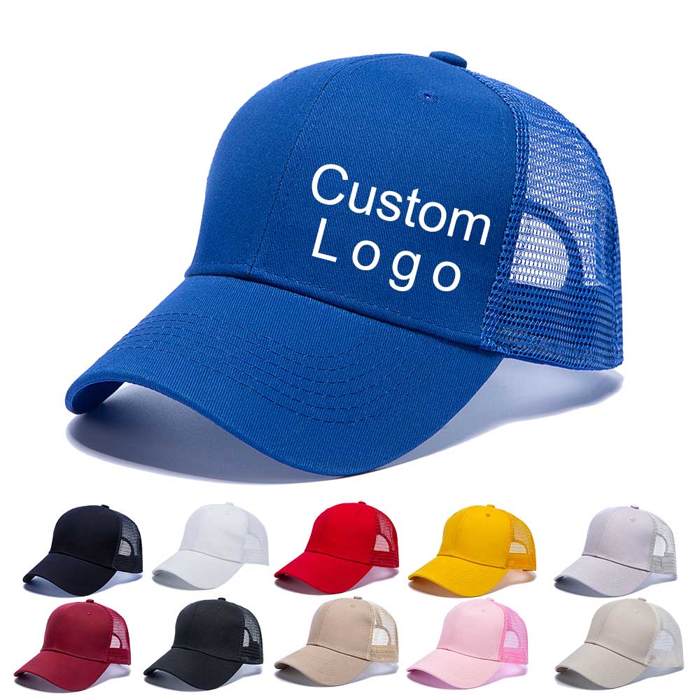 Topi bisbol Pria Wanita, topi jala kasual uniseks Logo kustom bordir