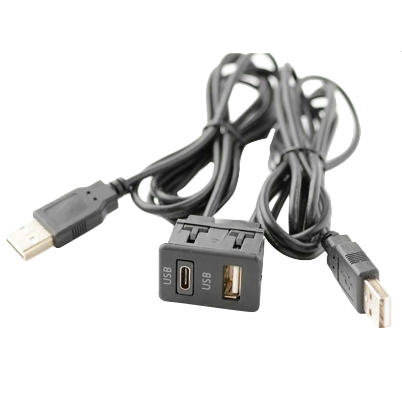 สายเคเบิลอะแดปเตอร์ต่อแผงพอร์ต USB 2ช่องสำหรับรถยนต์150ซม. ต่อ USB-TAPYC คู่สำหรับรถยนต์โตโยต้า